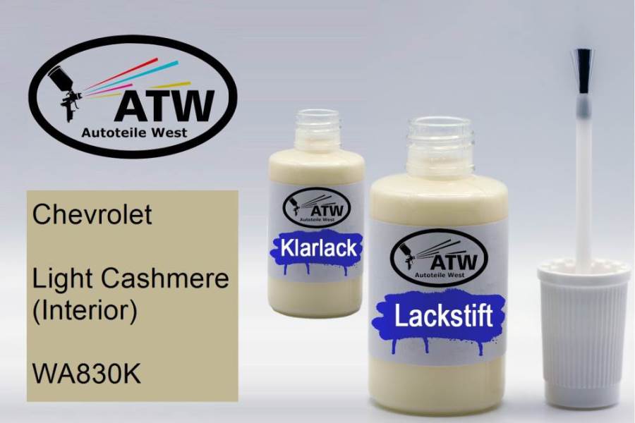 Chevrolet, Light Cashmere (Interior), WA830K: 20ml Lackstift + 20ml Klarlack - Set, von ATW Autoteile West.